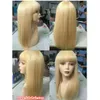 オンブルダークルーツブロンド1B 613 Glueless Full Lace Human Hair Wigs Brazilian Straight Lace Front Wig with Bang6918795