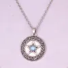 HY154 Hög popularitet Link Chain Jewelry Fempointed Star Round Talisman Religious Pendant Halsband med Gemstone9708794