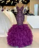 Настоящее тюлевое готическое кружевное фиолетовое свадебное платье с русалкой abiti da sposa 2019, дешевые китайские свадебные платья310y