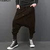 INCERUN Big Drop Crotch Men Hiphop Pants Baggy Harem Men Trousers Elastic Waist Joggers Sweatpants Dancing Pants 5XL Plus Size