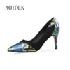 Genuine Leather Women Shoes High Heels Luxury Woman Pumps Pointed Toe Wedding Shoes Heels Spring Autumn Dress Shoes Plus Size 44