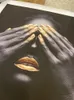 Mano Nera e oro Lip Donna Nuda dipinto su tela Cuadros poster e stampe arte della parete per Soggiorno