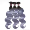 VMAE Brazilian Natural Soft Body Wave Weft 1B Blue Gray Green Purple Weave 3 Bundles Ombre Color 2 Tone Virgin Human Hair Extensions