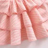 2020 Abiti da principessa di marca per ragazze Cute Petal Sleeve Pink Plaid Tutu Kids Dress Children039s Day abiti firmati Factroy Wh7911574