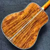 Solid Koa Wood Guitar Abalone Inclone Bingboard Headstock pode ser o logotipo personalizado