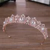 Barokowa Elegancka Róża Złote Serce Kryształ Korona Księżniczka Ślubna Ślubna Tiara Dekoracja Włosów Headpiece Wedding Włosy Akcesoria