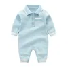 Baby Boys Romper Infantil de malha lapela onesie crianças stripe lapela manga longa jumpsuits 2019 outono novo bebê roupas y2569