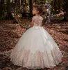 Elegant Cap Sleeves Lace A Line Flower Girl' Dresses Tulle Applique Beaded Sash Little Girls 'Wedding Party Dresses With242w