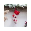 Knitted Christmas Stockings Striped Xmas Tree Hanging Candy Gift Bag Wool Knitting Holly Tree Hanging Decoration Stocking