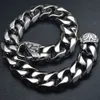 Solid Heavy Hip Pop Cool Top Quality Silver Tone Mens Rostfritt Stål Curb Armband Bangle B188