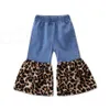 Dziewczyny Dżinsy Patchwork Leopard Flare Jeans Spodnie Designer Spodnie Pant Jean Dzieci Boutique Ubrania Odzież dziecięca Rra1950