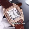 New Big 100XL 40mm WM502051 White Dial Automatic Mens Watch Rose Gold Diamond Case Brown Leather Strap Sport Watches Watch Zone 2 201z
