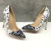 Hot Sale-Fashion New Pointed High-heeled Exquisite Black and White Graffiti Elegant Single Shoes 12cm High Heel Ladies Party Dress Shoes