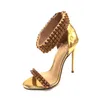 Fri frakt mode dam pumps guld lack spikes spänne omlott band högklackat sandaler 12cm 10cm helt nya