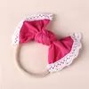 Wholesales Nylon Headband Exquisite Lace Trim Hair Bows Kids Boutique Hair Accessories Baby Girls Headbands as Birthday Gifts 27 Colors