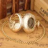 Vintage retro prata/dourado relógios hollow phoenix penas unissex de bolso mecânico de bolso mecânico relógio de pendente para homens para mulheres cadeia de fob