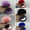 Novelty Plush Fur Ball Keychain Puff Mirror Keychains Car Bag Santa Claus Key Chain Christmas Party Gift