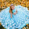 Belle robe de bal papillon filles Pageant robes bijou dos nu balayage train appliques enfant robes de fête d'anniversaire robe de fille de fleur9113949