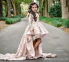 Robes de filles de fleur à manches longues roses en dentelle Applique enfants vêtements de cérémonie pour les mariages belle robe de concours de petite fille BA7320