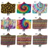 Sunflower Hooded Blanket Kids Fleece Blanketter Kasta filt Vinter bäddsoffa Supply Tillbehör Julklapp Leopard Tie Dye 18 Design DW4278