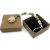 Baby Teether Molar Chain Infant Natural Wooden Teethers Newborn Fingers Exercise Toys Colorful Silicon Beaded Soother Chains YP864