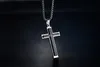 Simple Men's Stainless Steel Cruz Pendants Double Layer Bible Prayer Black Color Cross Pendant Necklace Jewelry