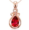 White copper rose gold plated imitation natural red tourmaline colored gemstone wishing bottle pendant zircon female collarbone necklace