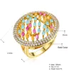 Fashion-Colors Crystal Ring Big Round Design Guldplatta Candy Färgglada Cubic Zirconia Kvinnliga Smycken Finger Ringar
