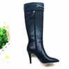 Sale-9.5CM chaussures à talons hauts pour femmes hiver bottines genou bottes dame en cuir de vache bottes Sz35-41