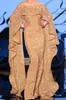 Roségold -Paillettenabendkleider tragen Meerjungfrau von der Schulter mit langen Wickeln Rüschen Abschlussball billiger Festzug Special OCN -Kleider 403