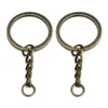 28mm Gold Key Ring Keychain Round Split Rings with Short Chain Rhodium Bronze Keyrings Women Men DIY Jewelry Making Key Chains Accessories