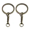 28mm Gold Key Ring Keychain Round Split Rings with Short Chain Rhodium Bronze Keyrings Women Men DIY Jewelry Making Key Chains Accessories