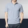 Herrkläder Sommar Kortärmad Polo Solid Slim Shirt Herr Grå Casual Vanliga Polos Andningsknapp Svart Vit Skjorta