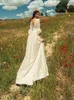 Land-Art-volle Spitze A Linie Brautkleider tiefer V-Ausschnitt mit langen Ärmeln Brautkleider Backless Sweep Zug Brautkleid Robe Vestidos