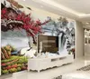 Personalizado 3D Stereo chinês flor de ameixa pintura guindaste Photo Wallpaper Background Wallpaper Mural Sala de Pintura de jantar TV Mural