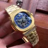 Nowy Nautilus 5712 Rose Gold White Dial Turbillon Miyota Automatyczna męska zegarek zegarków ze stali nierdzewnej 10 kolorów TimeZoneW182e