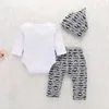 Pudcoco Autumn nowonarodzony chłopiec ubrania bowknot śmieszne wąsy nadruk długie rękawie romper topy długie spodnie hat 3PCS Zestaw strojów