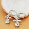 Silber Anhänger weiblichen koreanischen Modeaccessoires Schmuck Engel Flügel eingelegten künstlichen Zirkon weiblichen Ohrringe Geschenk