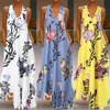 2020 Fashion Summer Sundress Women Long Maxi Vestidos Floral Printed Bohemian Dress Ladies Casual Pockets Long Tunic Robe hotsell