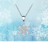 Collana con ciondolo fiocchi di neve in argento 925 con collane di cristallo Collana con ciondolo di lusso Moda regalo di Natale Gioielli di dichiarazione