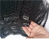 Afro Kinky Carly Clip in人間の髪の伸びのブラジルのレミーの髪100％人間の天然の髪のクリップインバンドル100g 120gアリマジック工場