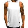 Moda Estate Uomo Senza maniche Felpa con cappuccio T-shirt Muscolo Felpa Cool Felpa con cappuccio Top GYM Sport Slim Fitness Felpa con cappuccio Sportswer Tees