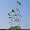 7.8 Inch Hookahs Glas Bong Sidecar Design Unieke Bongs Slited Donut perc Oil DAB Rigs Double Recycler Water Pipes Green Purpls XL-320