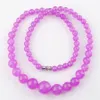 Wojiaer Purple Gemstone 6-14mm خريجات ​​جولة جولة القلادة 17.5 بوصة Jewelry F3014