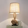 LukLoy American Retro Table Lamp Creative Bedroom Bedside LED Desk Lamp Vintage Study Fabric Hemp Rope Decoration Table Light