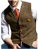 Ny Wool Plaid Men Suit Vest Slim Fit Notched Lapel Groom039S JACKE Formell Tuxedo Party Prom Suit Vest Custom Made Wedding Sui4205394