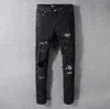 Moda - Patch artistica da uomo Jeans strappati slim fit Uomo Hi-Street Pantaloni da jogging in denim effetto consumato Fori per il ginocchio Jeans distrutti lavati Taglie forti 28-42