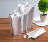 Wholesale 150/250/350/500ml silver aluminum foil food grade stand up spout beverage bag