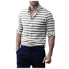KLV Shirts Herren Mode Vertikal Gestreiftes Hemd Slim Fit Langarmhemd Business Casual Knopf Freizeit Bequem1217w