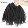 Brasileño Natural Negro 8 a 22 pulgadas 4B Afro Kinky Rizado 120 g Cola de caballo Cutícula Alineada Virgen Remy Cabello humano Cordón Cola de caballo